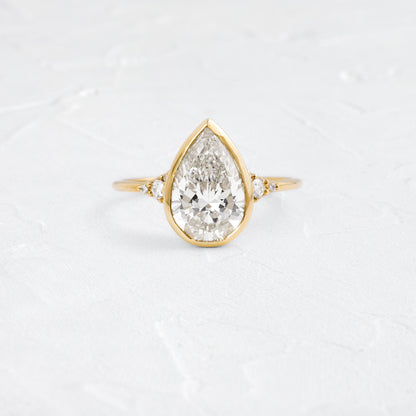Bezel & Cluster Style-Pear Lab Grown Diamond Engagement Ring