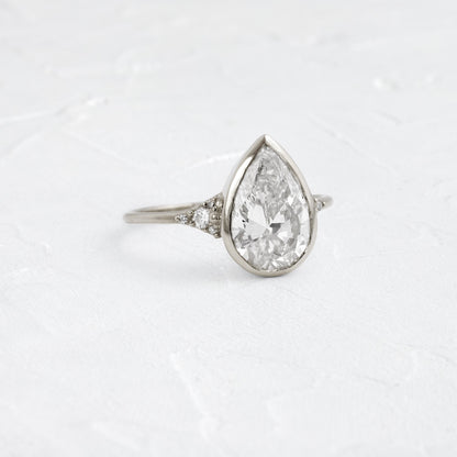 Bezel & Cluster Style-Pear Lab Grown Diamond Engagement Ring
