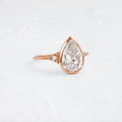 Bezel & Cluster Style-Pear Lab Grown Diamond Engagement Ring