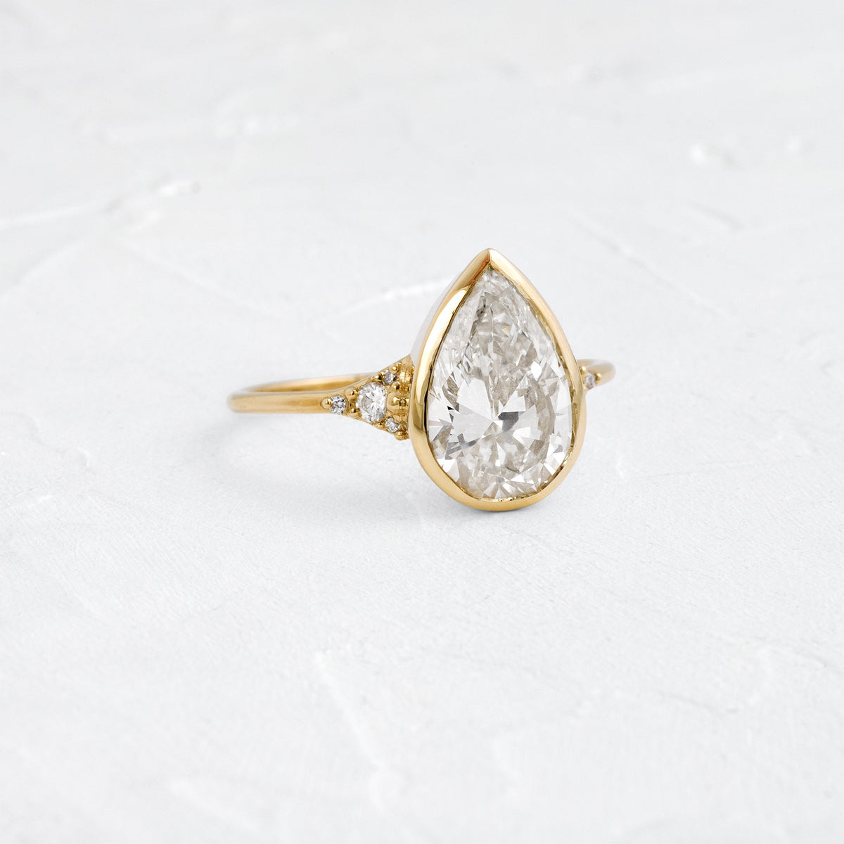 Bezel & Cluster Style-Pear Lab Grown Diamond Engagement Ring