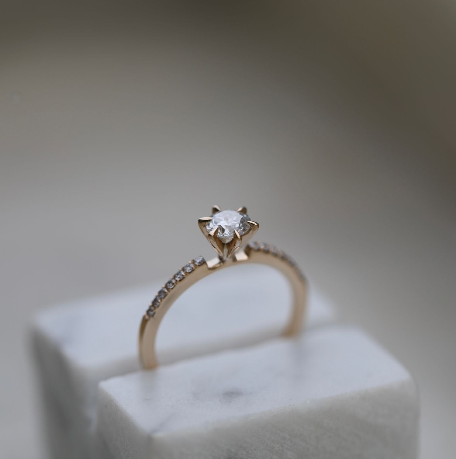 Ethereal Elegance: 0.50 CT Round Lab Grown Diamond Pavé Engagement Ring