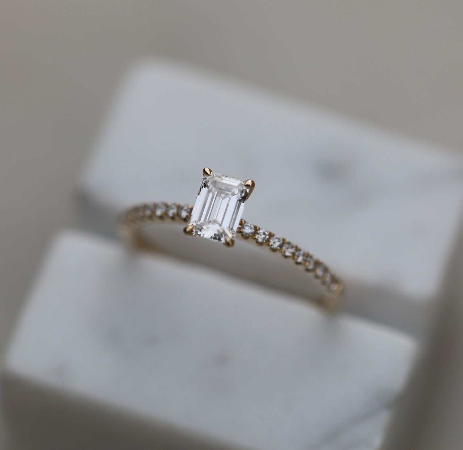 0.50 CT Emerald Lab Grown Diamond Pave Engagement Ring 5