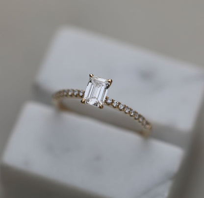 0.50 CT Emerald Lab Grown Diamond Pave Engagement Ring 5
