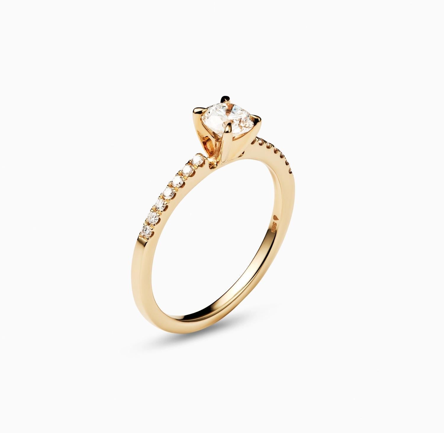 0.50 CT Round Lab-Grown Diamond Pave Gold Engagement Ring