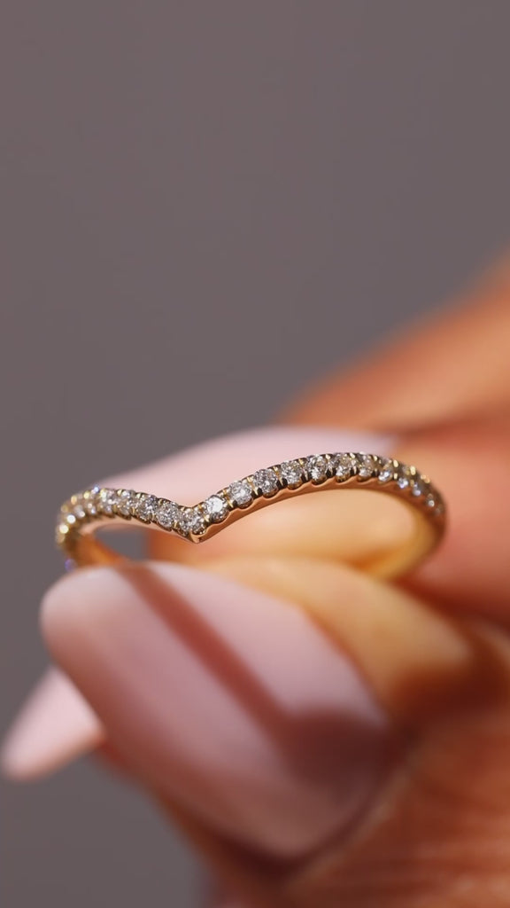 Curved- 0.25 CT Marquise Lab Grown Diamond Wedding Band