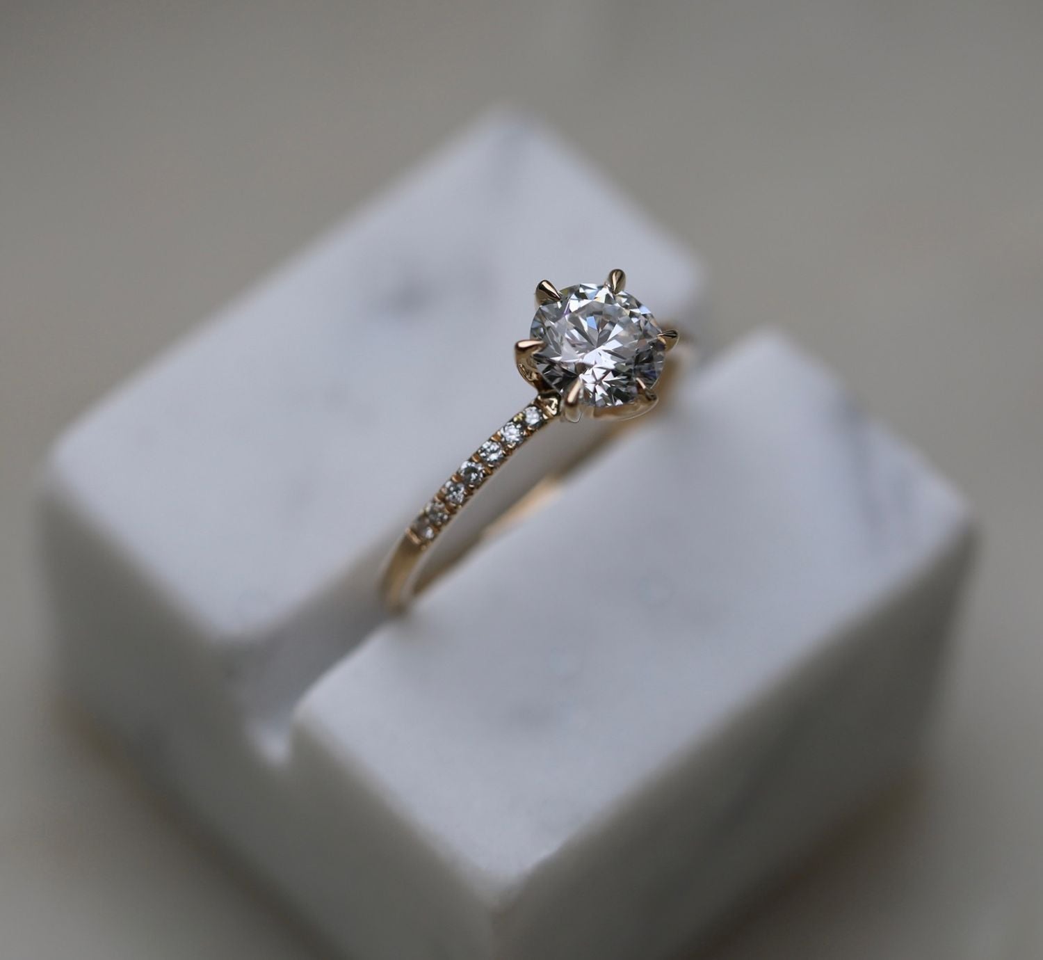 1 CT Round Lab-Grown Diamond Pave Engagement Ring