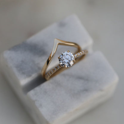 0.85 CT Round Cut Pave CVD E/VS1 Diamond Engagement Ring 7