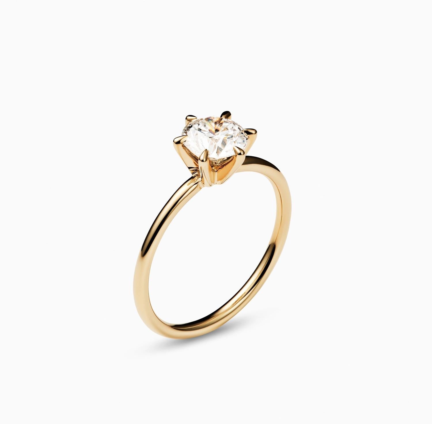 1.0 CT Round Lab-Grown Diamond Solitaire Ring in Classic Gold Setting