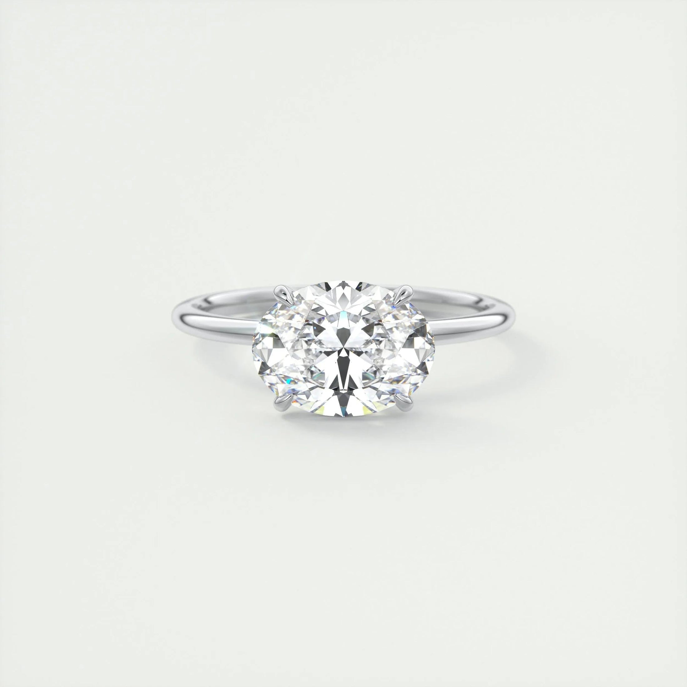 2.0 CT Oval Lab Grown Diamond  Solitaire East West Engagement Ring