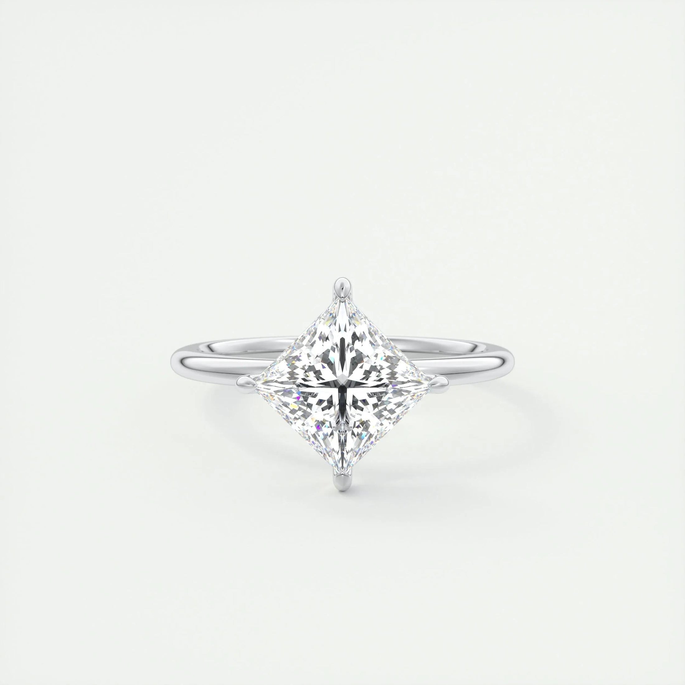 2.0 CT Princess Cut Lab Grown Diamond East West Solitaire Engagement Ring