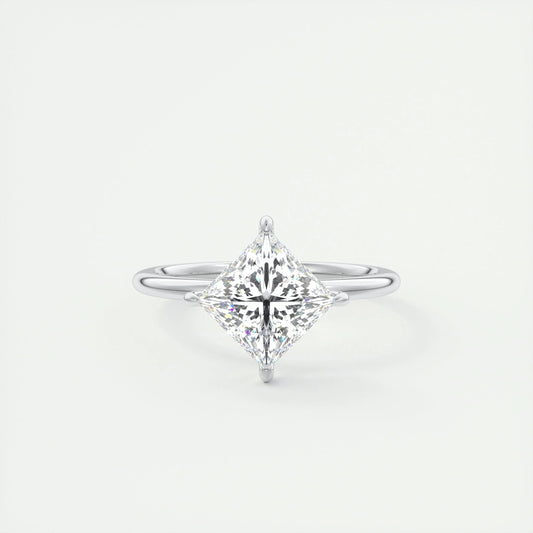 2.0 CT Princess Cut Lab Grown Diamond East West Solitaire Engagement Ring