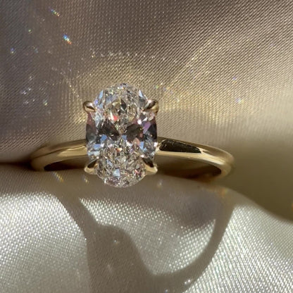 Solitaire Low Profile- 1.5 CT Oval Moissanite Engagement Ring