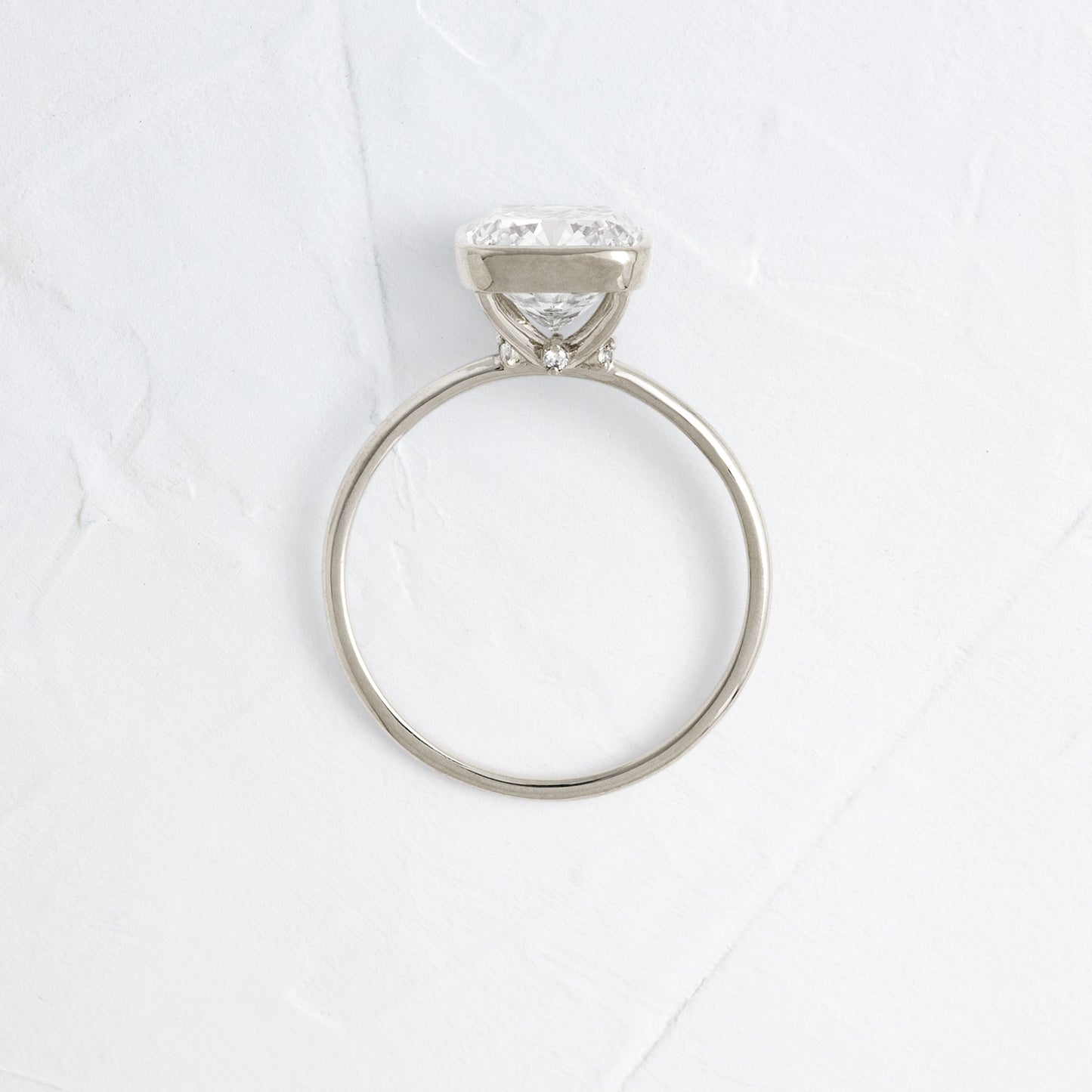 Bezel with Hidden Stone-Cushion Lab Grown Diamond Engagement Ring