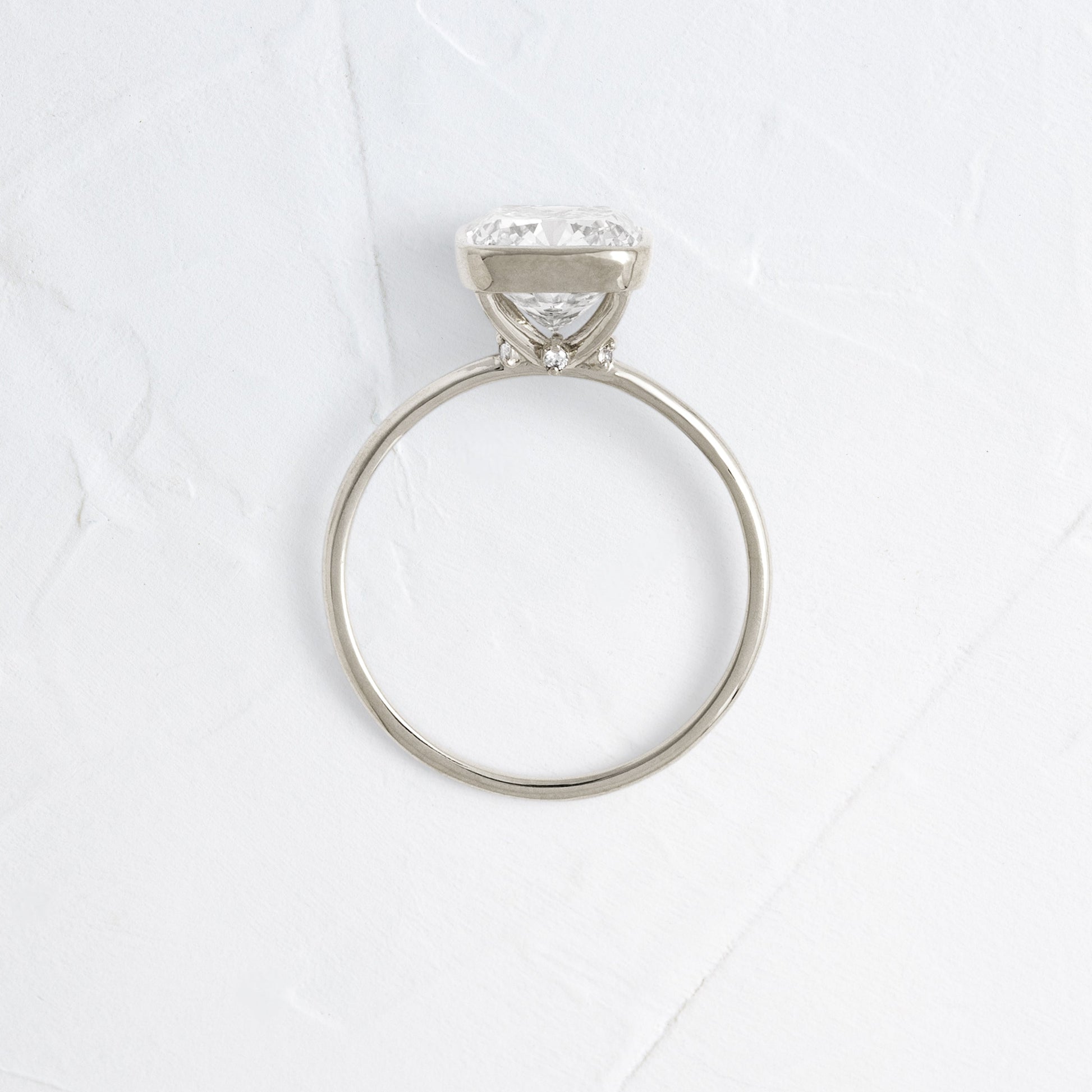 Bezel with Hidden Stone-Cushion Lab Grown Diamond Engagement Ring