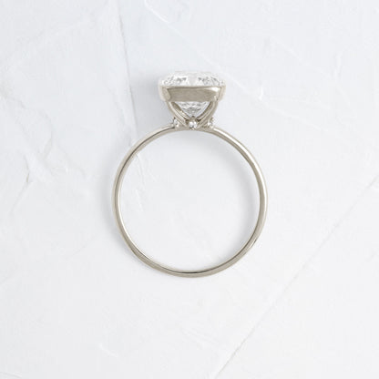 Bezel with Hidden Stone-Cushion Lab Grown Diamond Engagement Ring