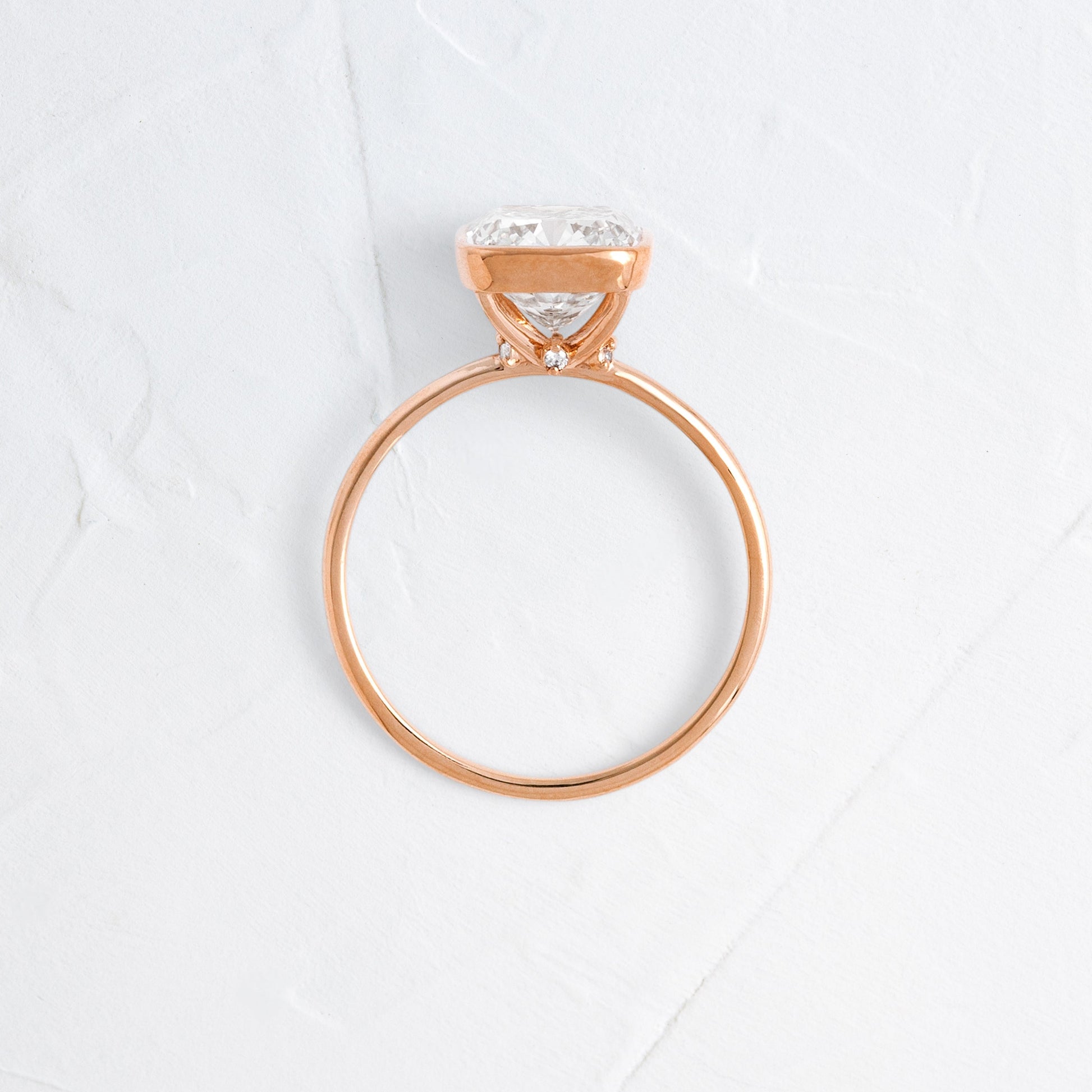 Bezel with Hidden Stone-Cushion Lab Grown Diamond Engagement Ring