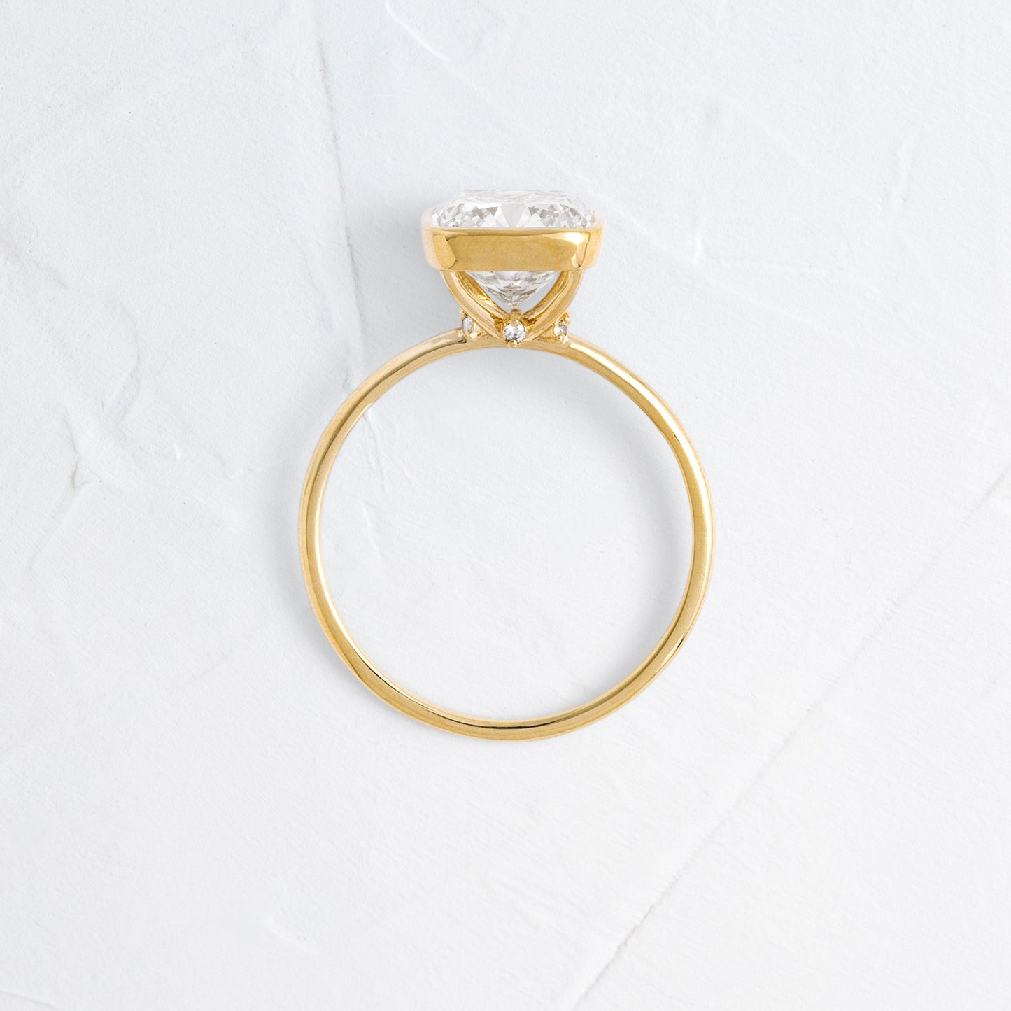 Bezel with Hidden Stone-Cushion Lab Grown Diamond Engagement Ring