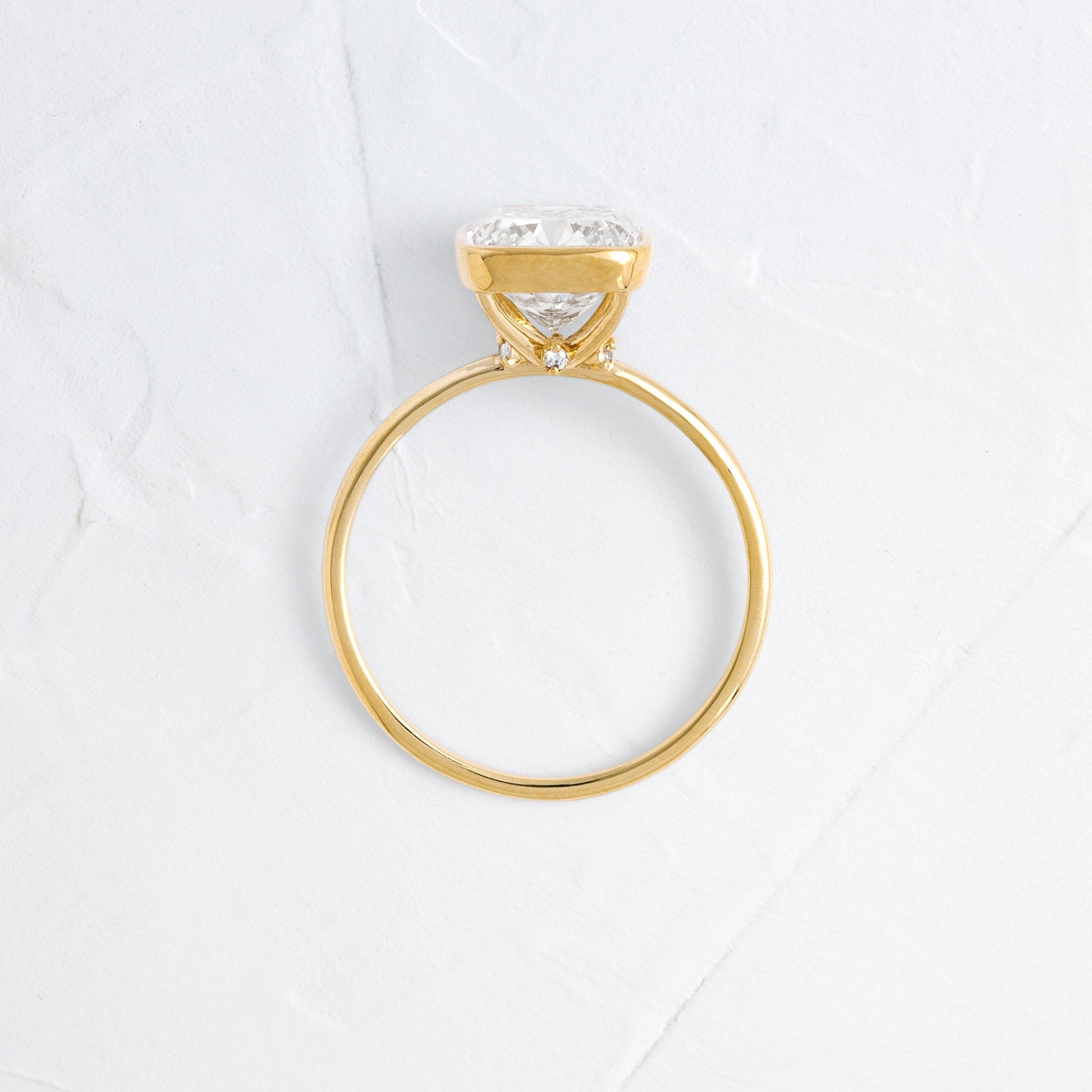 Bezel with Hidden Stone-Cushion Lab Grown Diamond Engagement Ring