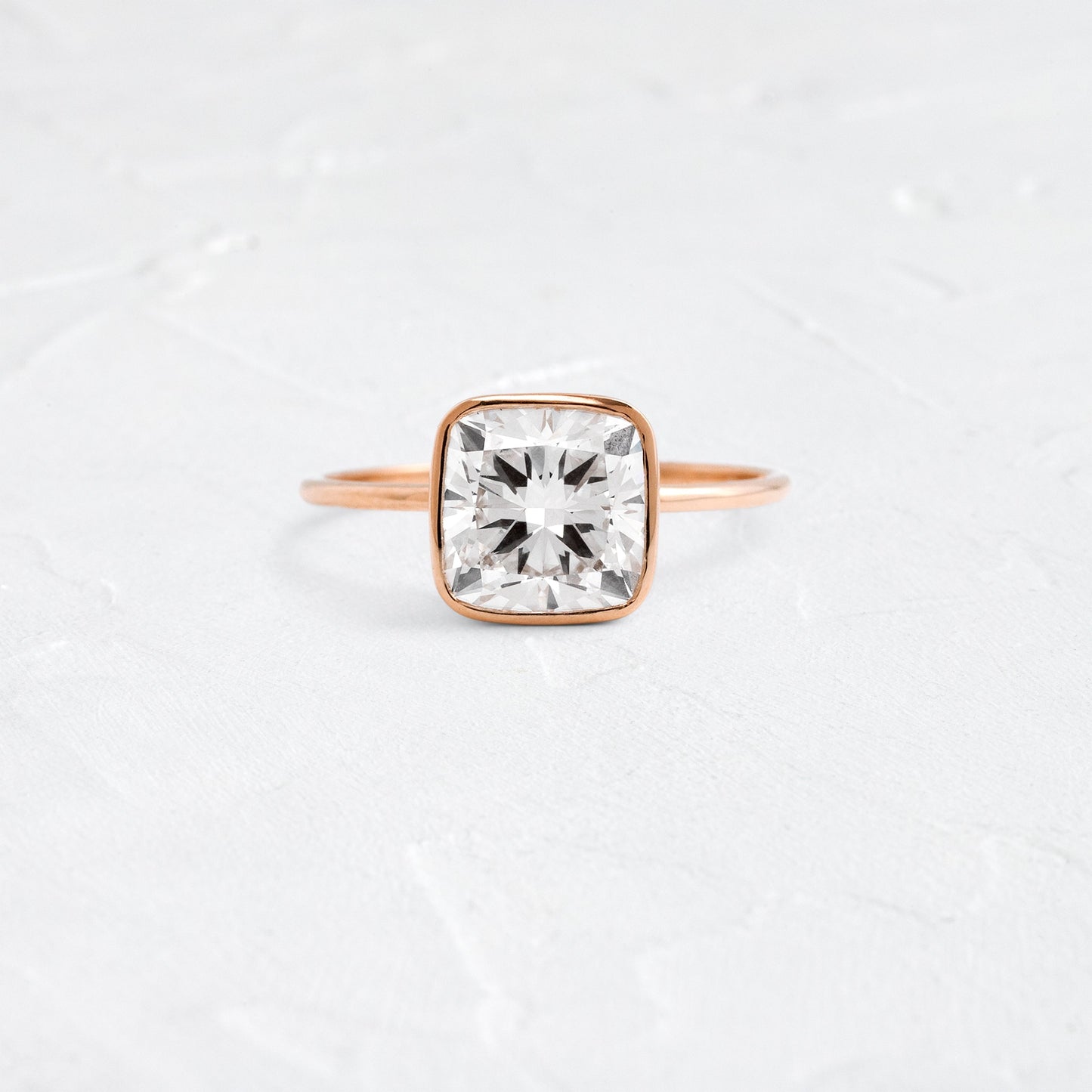 Bezel with Hidden Stone-Cushion Lab Grown Diamond Engagement Ring