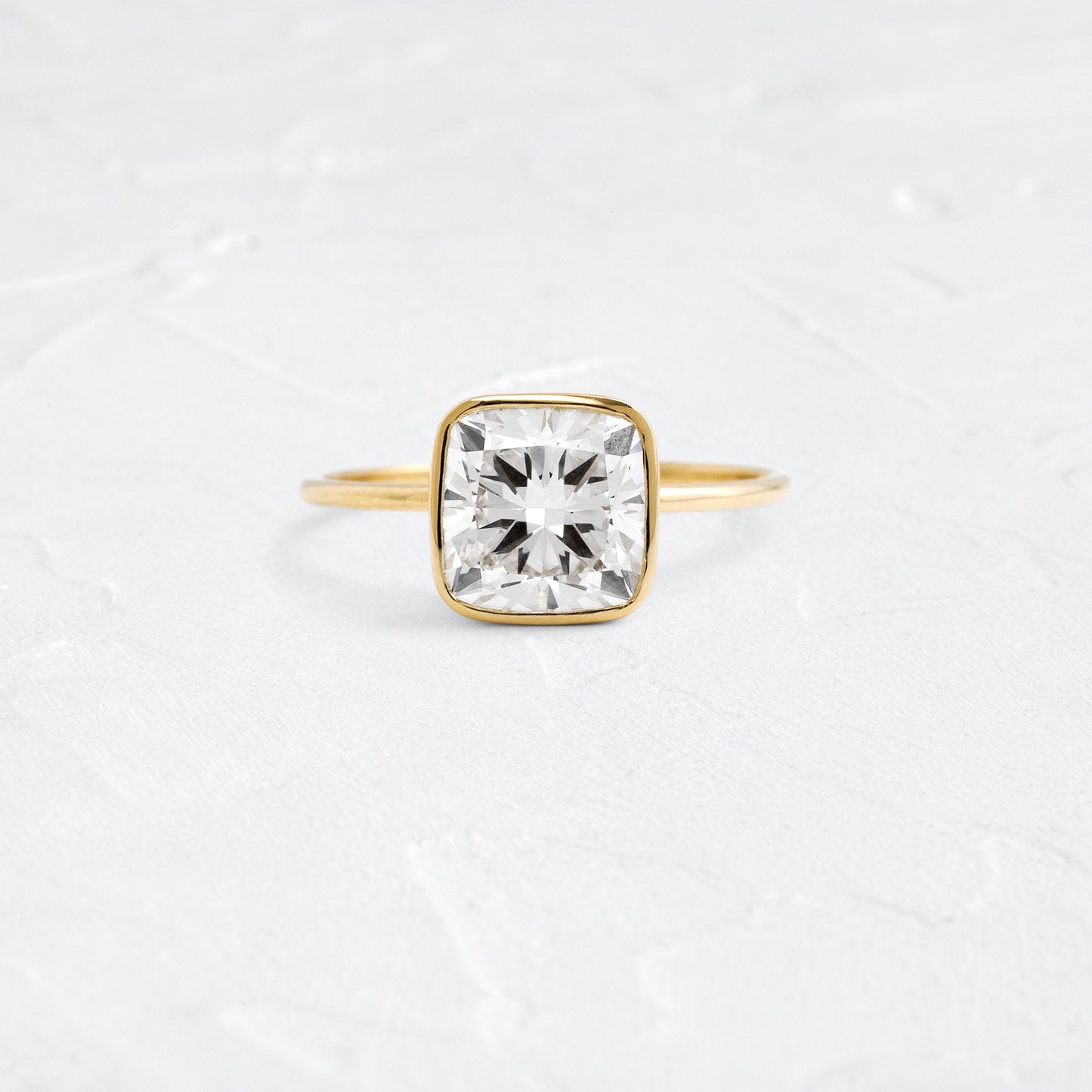 Bezel with Hidden Stone-Cushion Lab Grown Diamond Engagement Ring