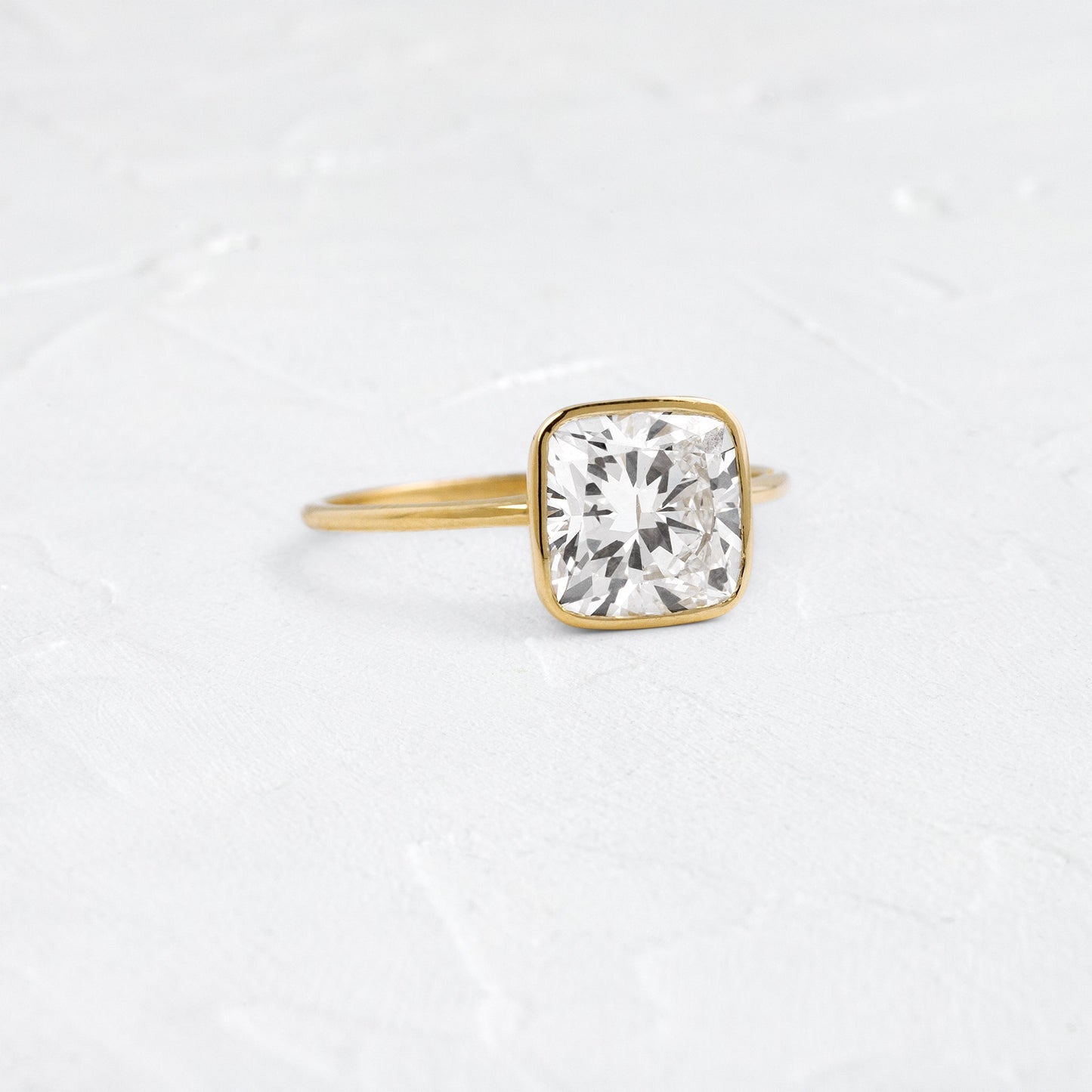 Bezel with Hidden Stone-Cushion Lab Grown Diamond Engagement Ring