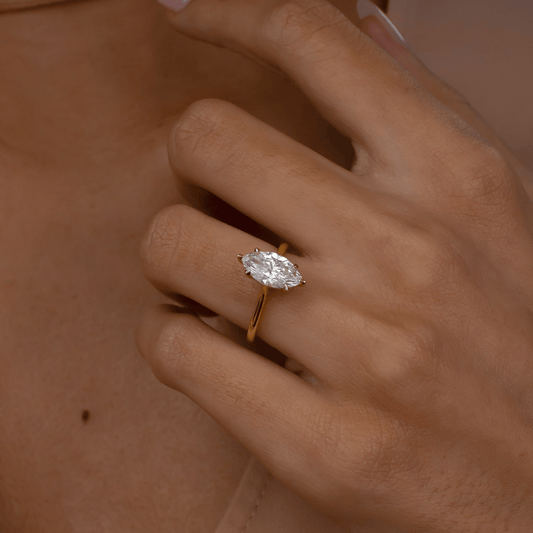 Hidden Halo-Marquise Lab Grown Diamond Engagement Ring