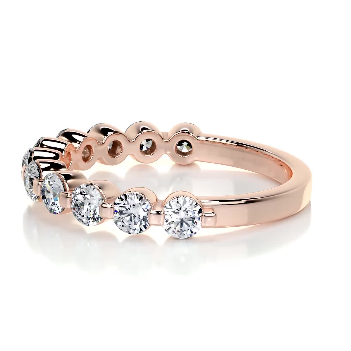 1.0 TCW Round Lab Grown Diamond Half Eternity Wedding Band 11