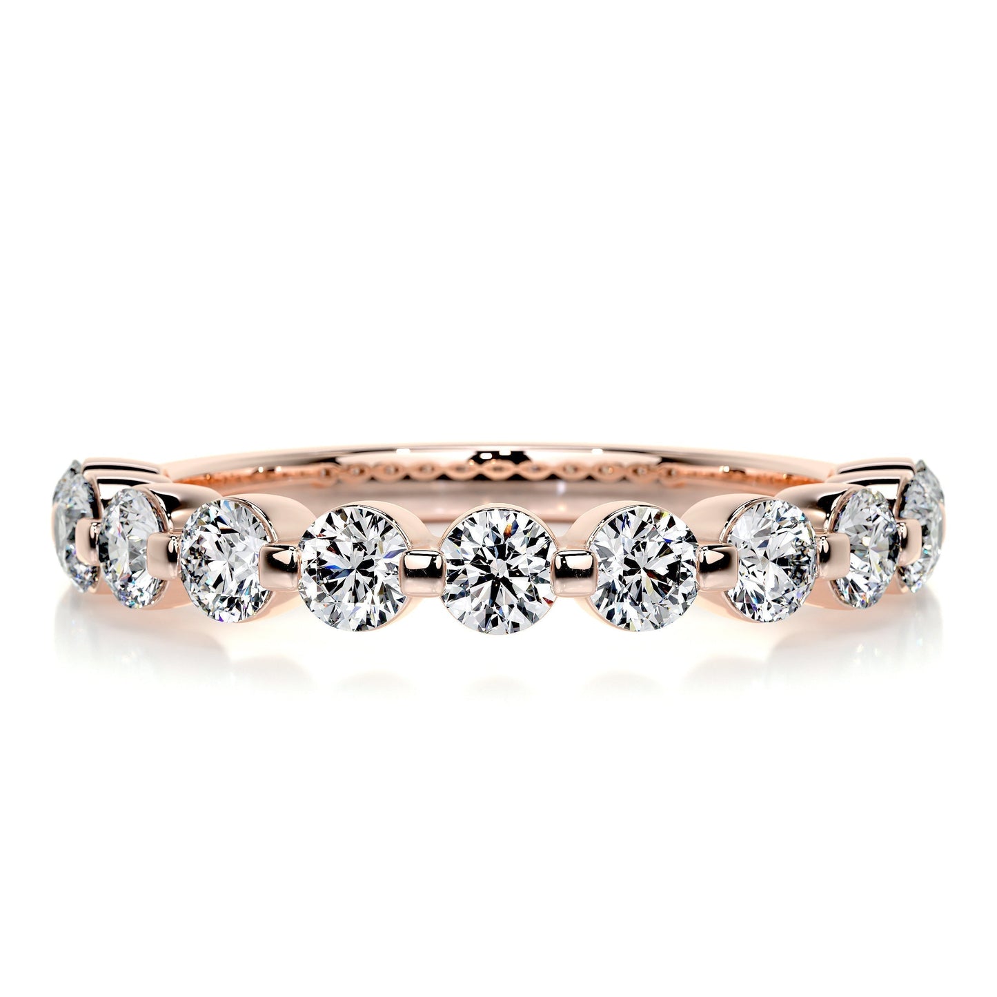 1.0 TCW Round Lab Grown Diamond Half Eternity Wedding Band 9