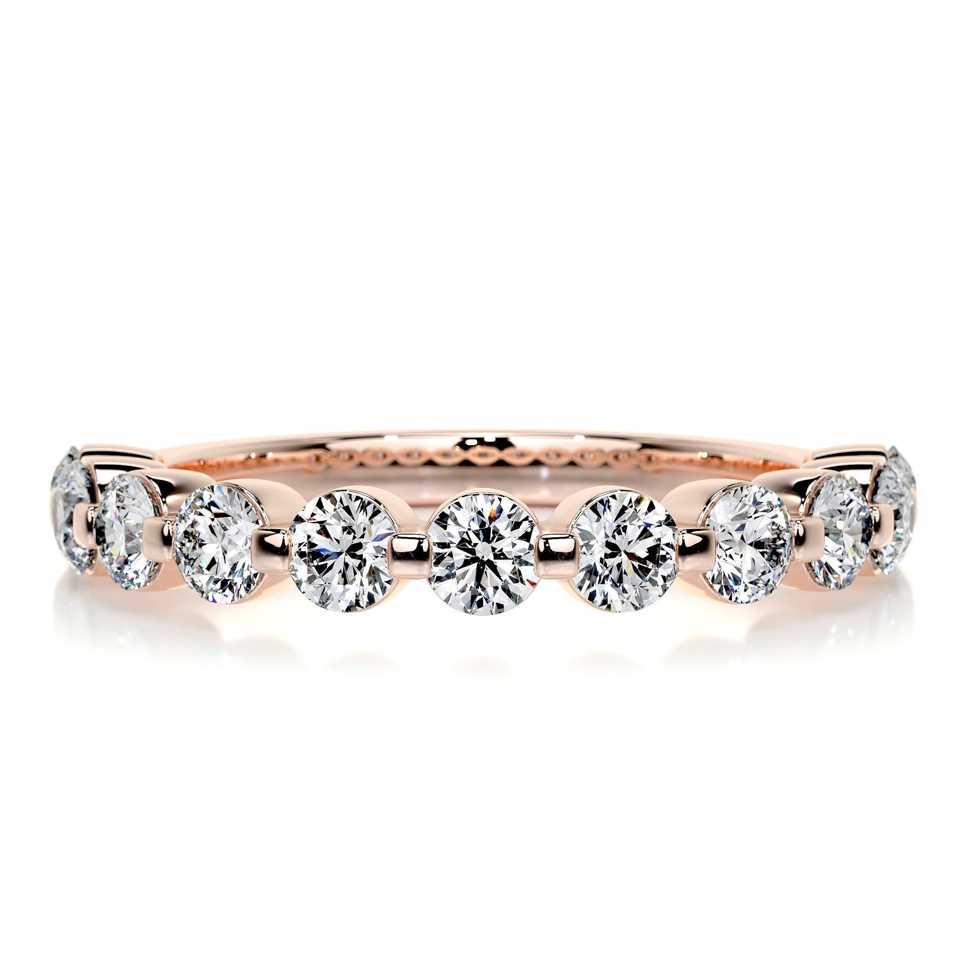 1.0 TCW Round Lab Grown Diamond Half Eternity Wedding Band 9