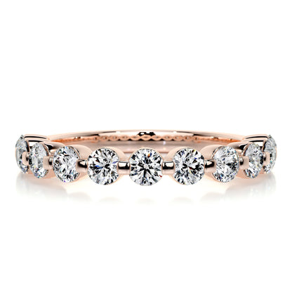1.0 TCW Round Lab Grown Diamond Half Eternity Wedding Band 9
