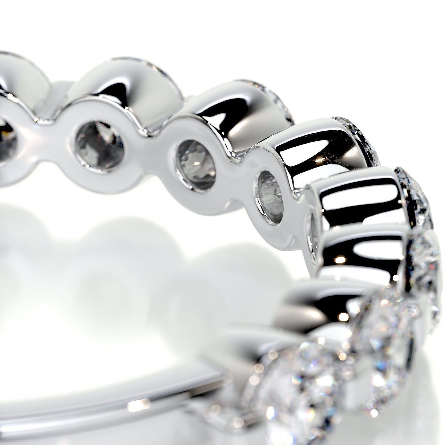 1.0 TCW Round Lab Grown Diamond Half Eternity Wedding Band 8