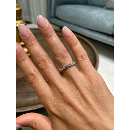 1.0 TCW Round Lab Grown Diamond Half Eternity Wedding Band 14