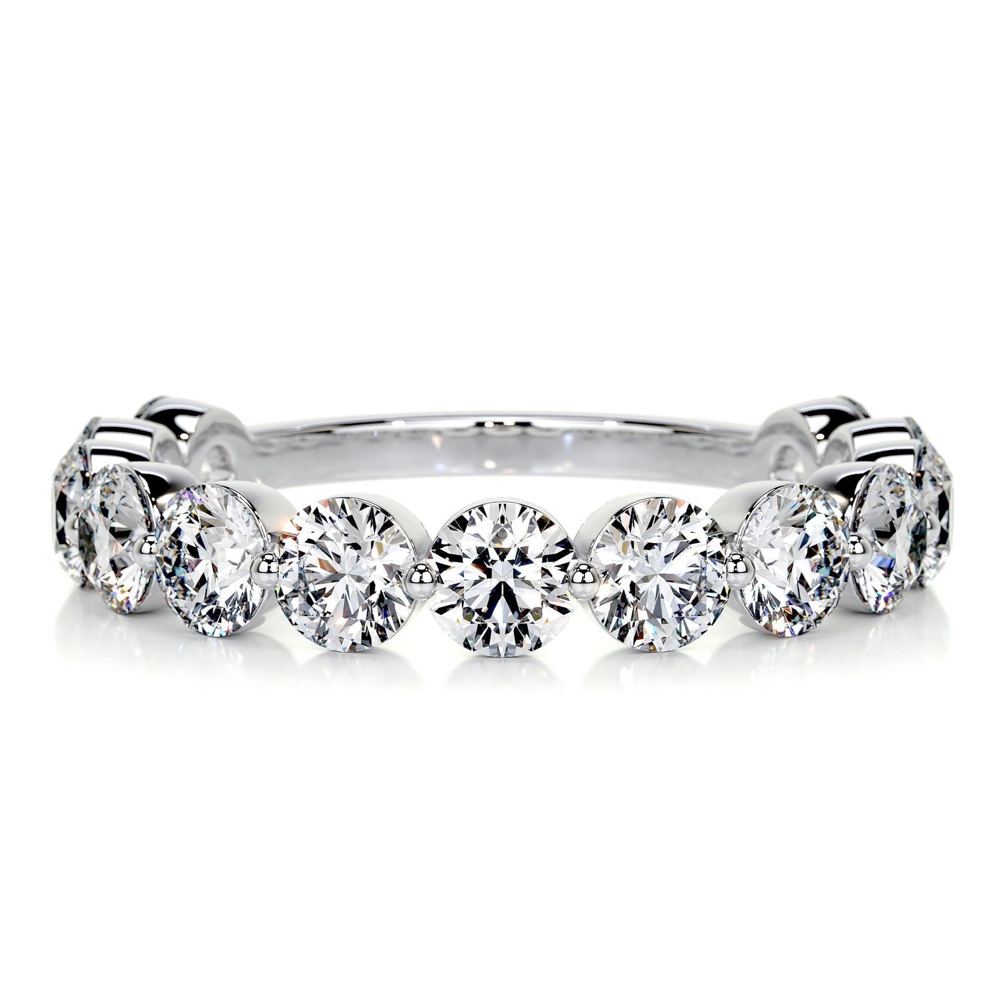 2 CT Round Half Eternity CVD EF/VVS Diamond Wedding Band 1