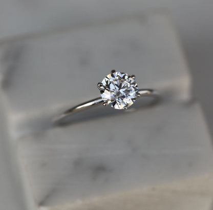 1.0 CT Round Lab-Grown Diamond Solitaire Ring in Classic Gold Setting 6