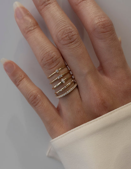 Solitaire Dainty | Stackable Ring- 0.008 CT Round Moissanite Wedding Band