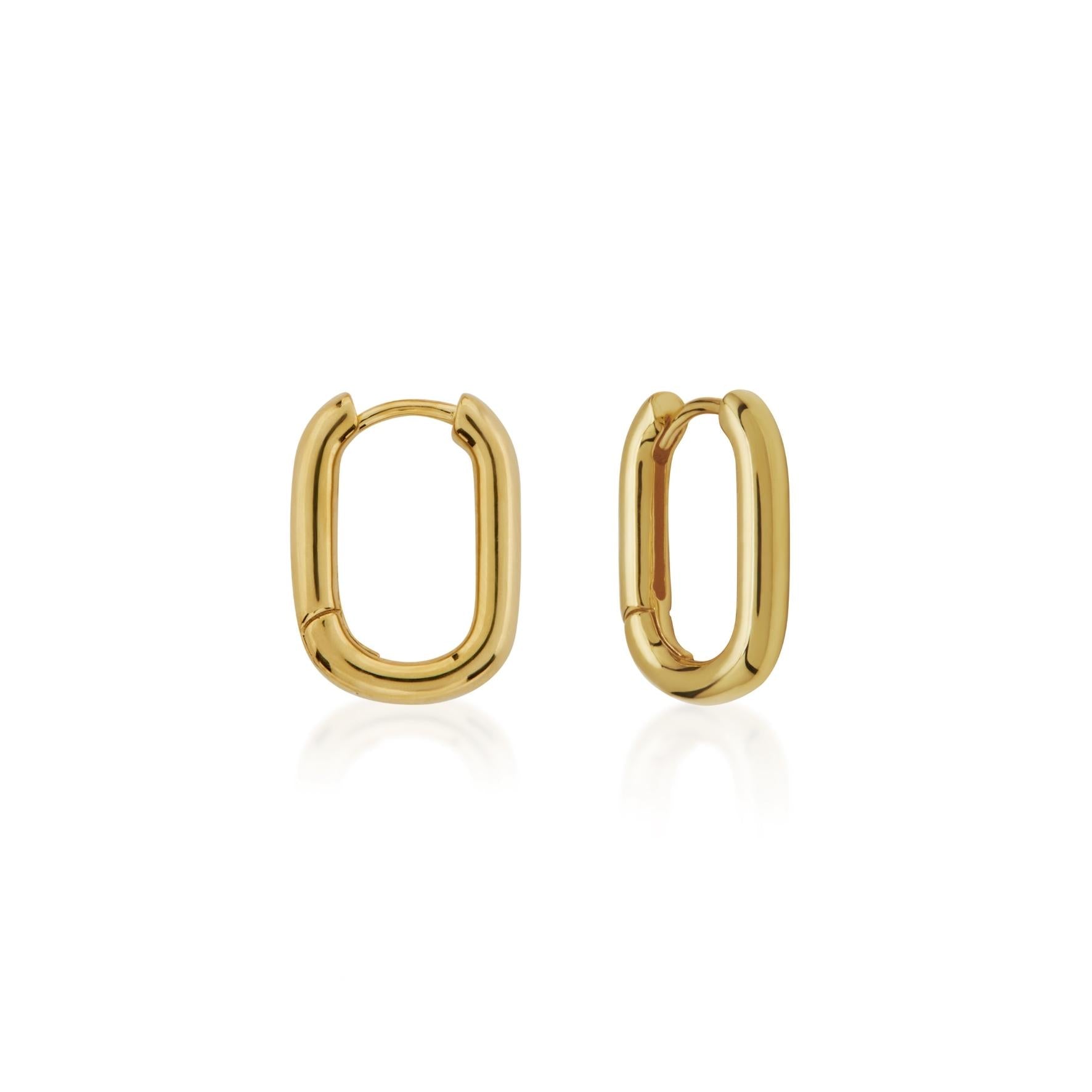 Sleek Gold Elongated Huggie Hoop Earrings 1