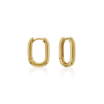 Sleek Gold Elongated Huggie Hoop Earrings 1