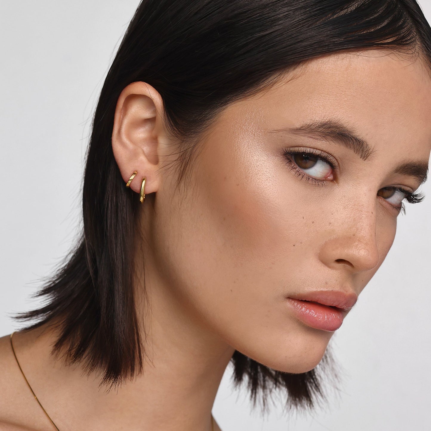 Sleek Gold Elongated Huggie Hoop Earrings 14