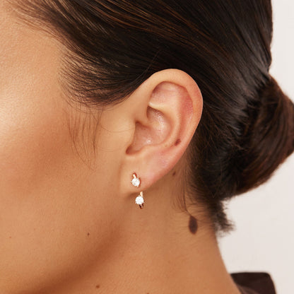 Elegant 0.20 TCW Round Lab-Grown Diamond J-Hoop Earrings 6