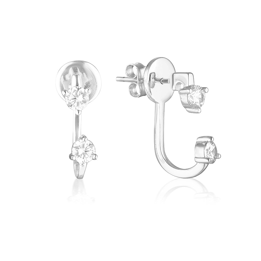 Elegant 0.20 TCW Round Lab-Grown Diamond J-Hoop Earrings 3