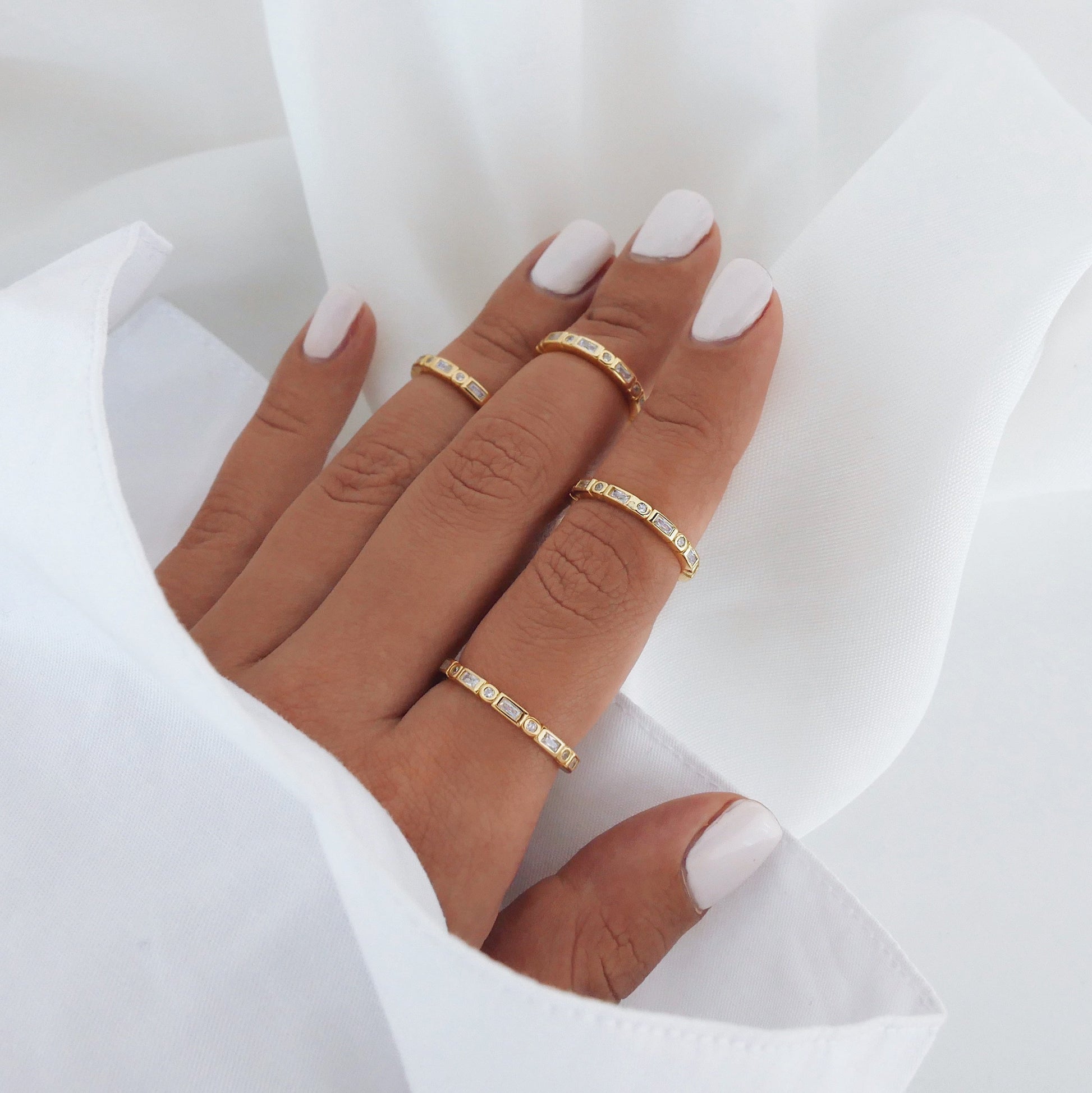 0.30 TCW Round & Baguette Lab-Grown Diamond Full Eternity Wedding Band 2