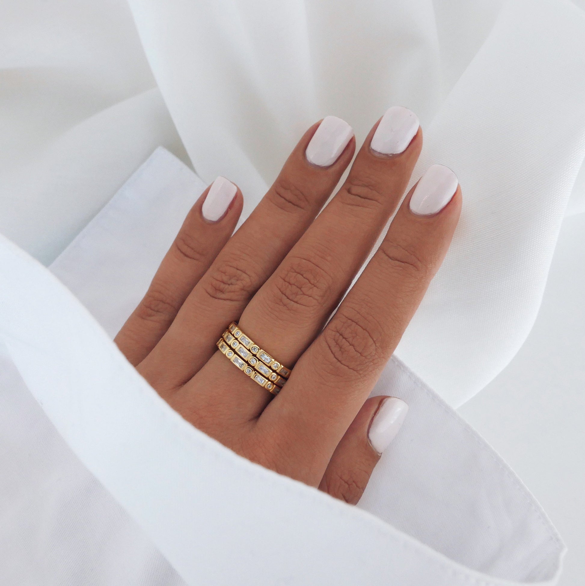 0.30 TCW Round & Baguette Lab-Grown Diamond Full Eternity Wedding Band 3