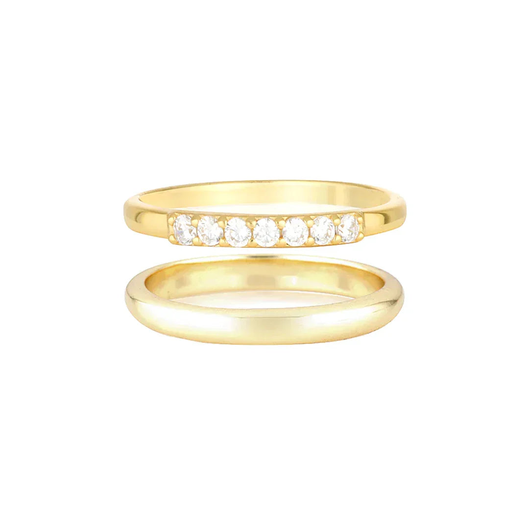 0.25 TCW Round Lab-Grown Diamond Gold Stackable Wedding Band Set 1
