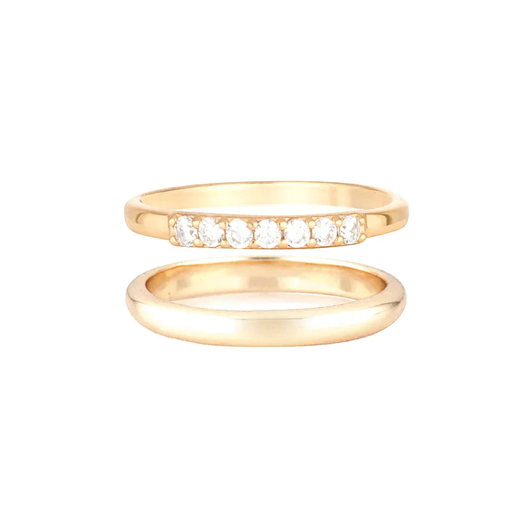 0.25 TCW Round Lab-Grown Diamond Gold Stackable Wedding Band Set 2