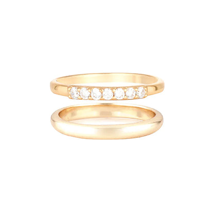 0.25 TCW Round Lab-Grown Diamond Gold Stackable Wedding Band Set 2