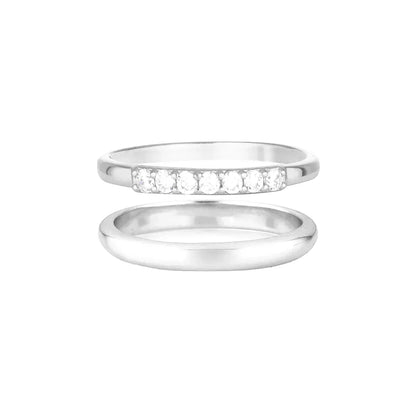 0.25 TCW Round Lab-Grown Diamond Gold Stackable Wedding Band Set 3