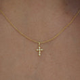 Load image into Gallery viewer, 0.1 TCW Round Lab-Grown Diamond Cross Pendant Necklace in Gold
