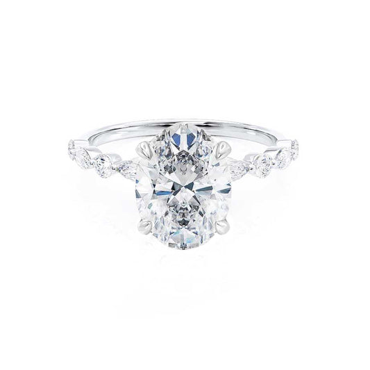 0.90 CT Oval Lab-Grown Diamond Pave Engagement Ring - Timeless Elegance