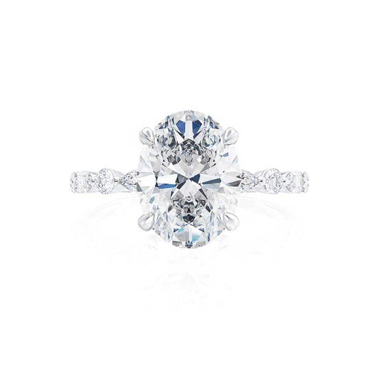 0.90 CT Oval Lab-Grown Diamond Pave Engagement Ring - Timeless Elegance