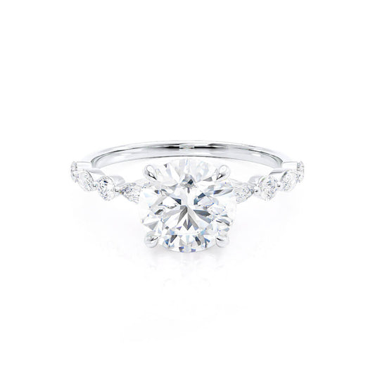 0.90 CT Round Lab Grown Diamond Pave Engagement Ring